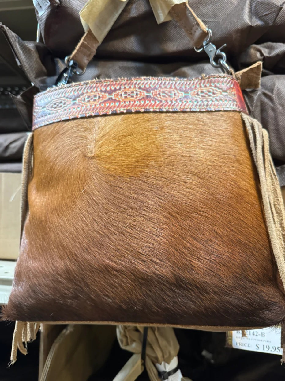 Genuine Cowhide & Leather Crossbody Purse