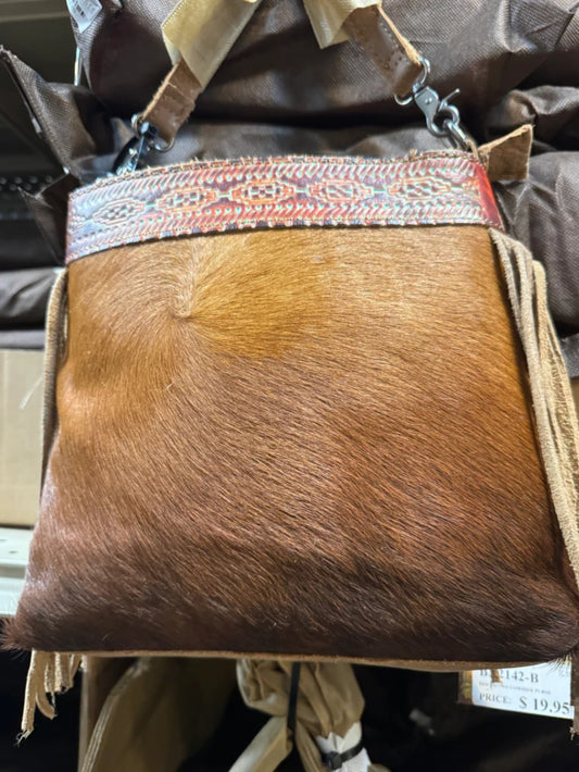 Genuine Cowhide & Leather Crossbody Purse