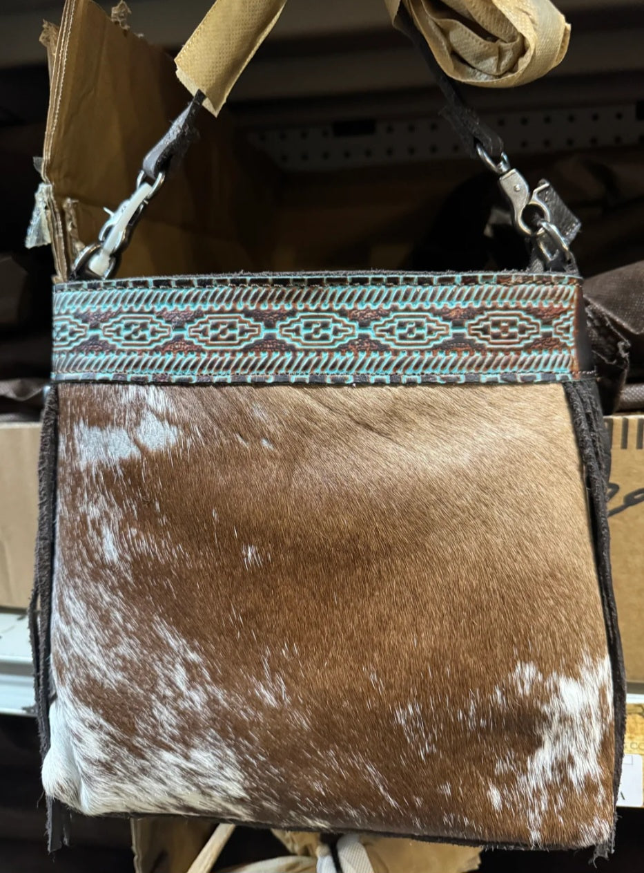 Genuine Cowhide & Leather Crossbody Purse