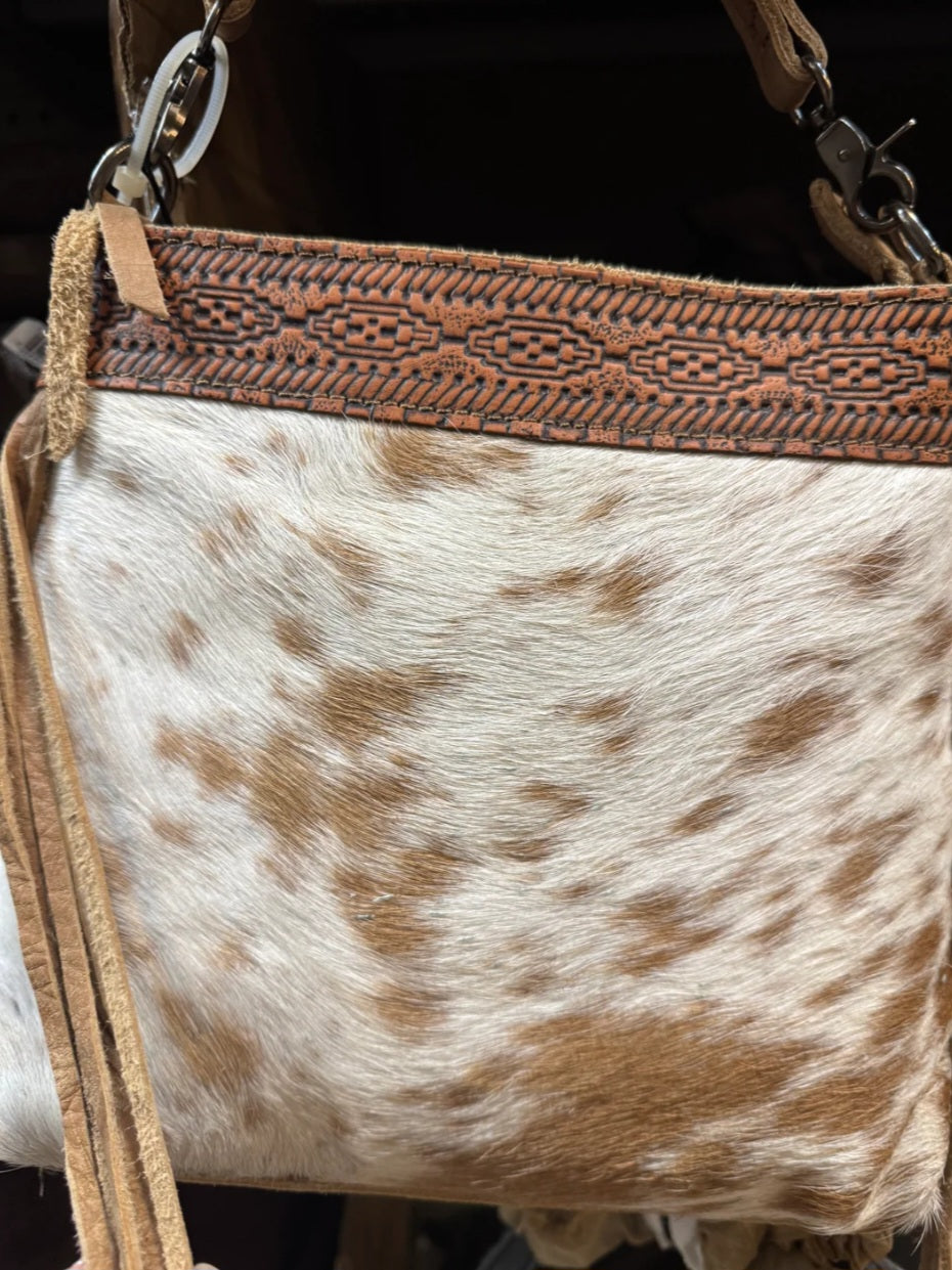 Genuine Cowhide & Leather Crossbody Purse