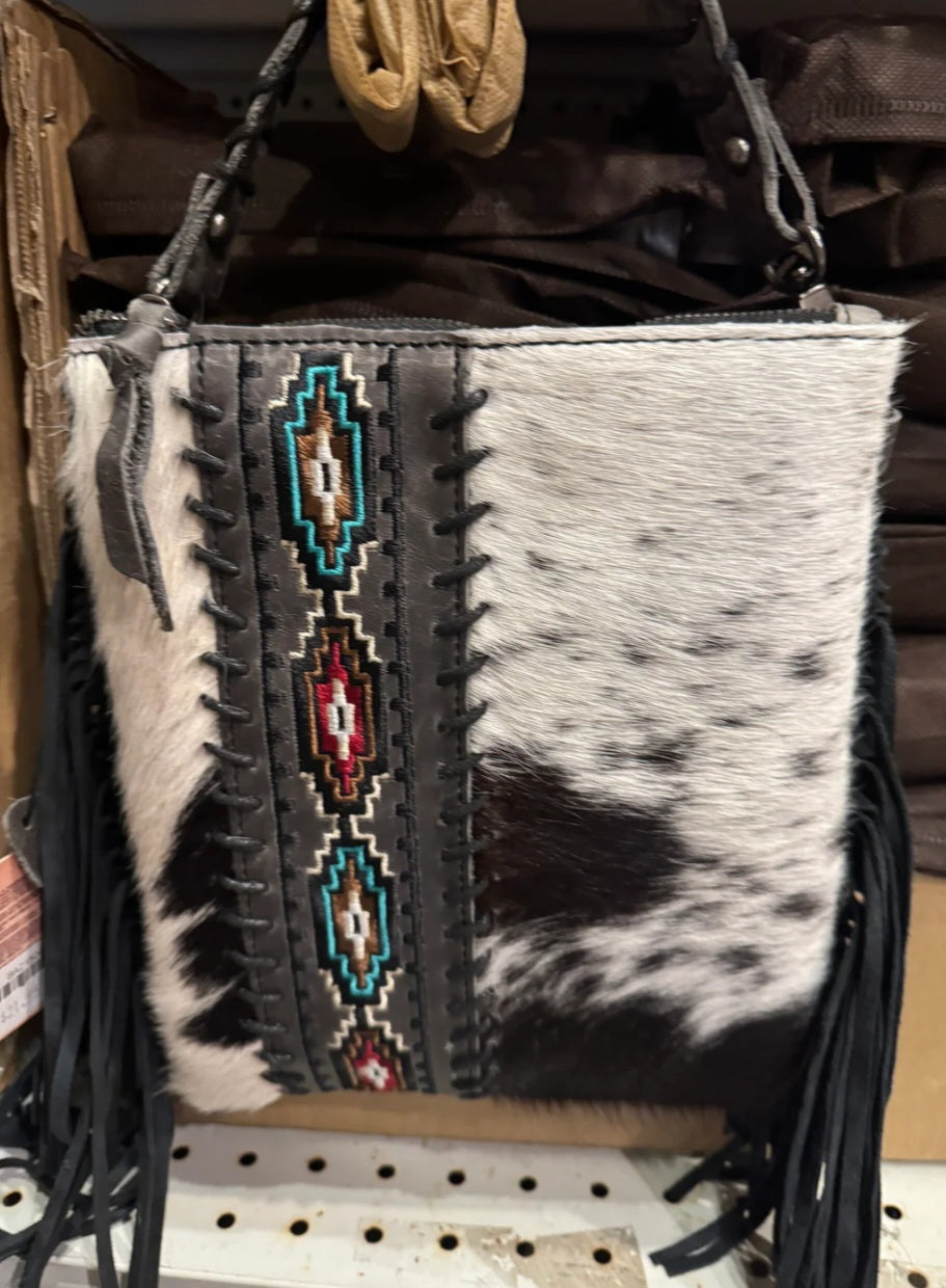 Genuine Cowhide & Leather Crossbody Purse